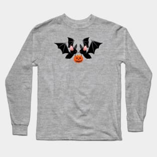 Halloween bats with pumpkin candy buckets Long Sleeve T-Shirt